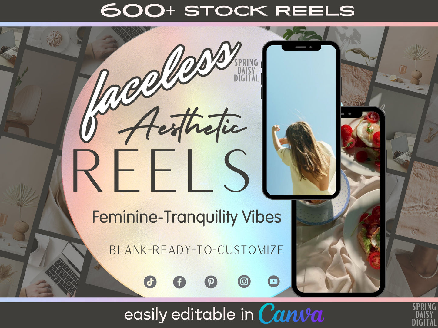 Social Media Reels Faceless Marketing Aesthetic Videos Bundle Master Resell Rights Lifestyle Stock Videos MRR Content Creators Reels Etsy