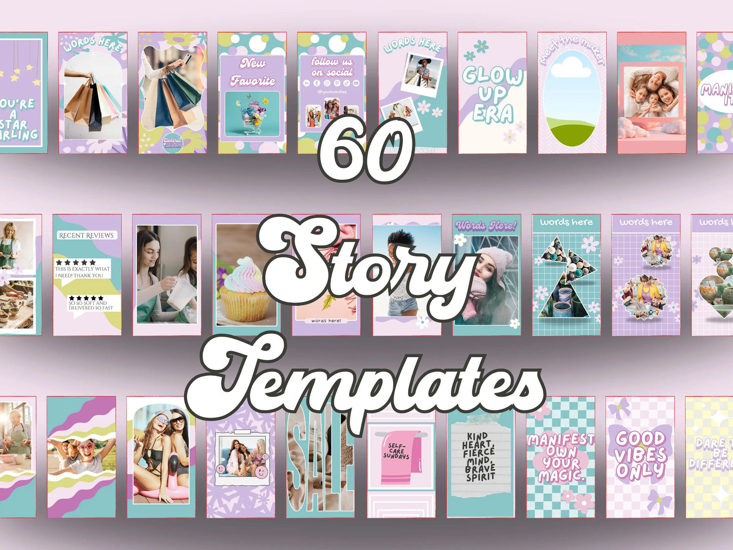 Instagram Templates Pastel Social Media Post Canva Template Bundle Matching Insta Post Story Pack Colorful Branding For Small Business