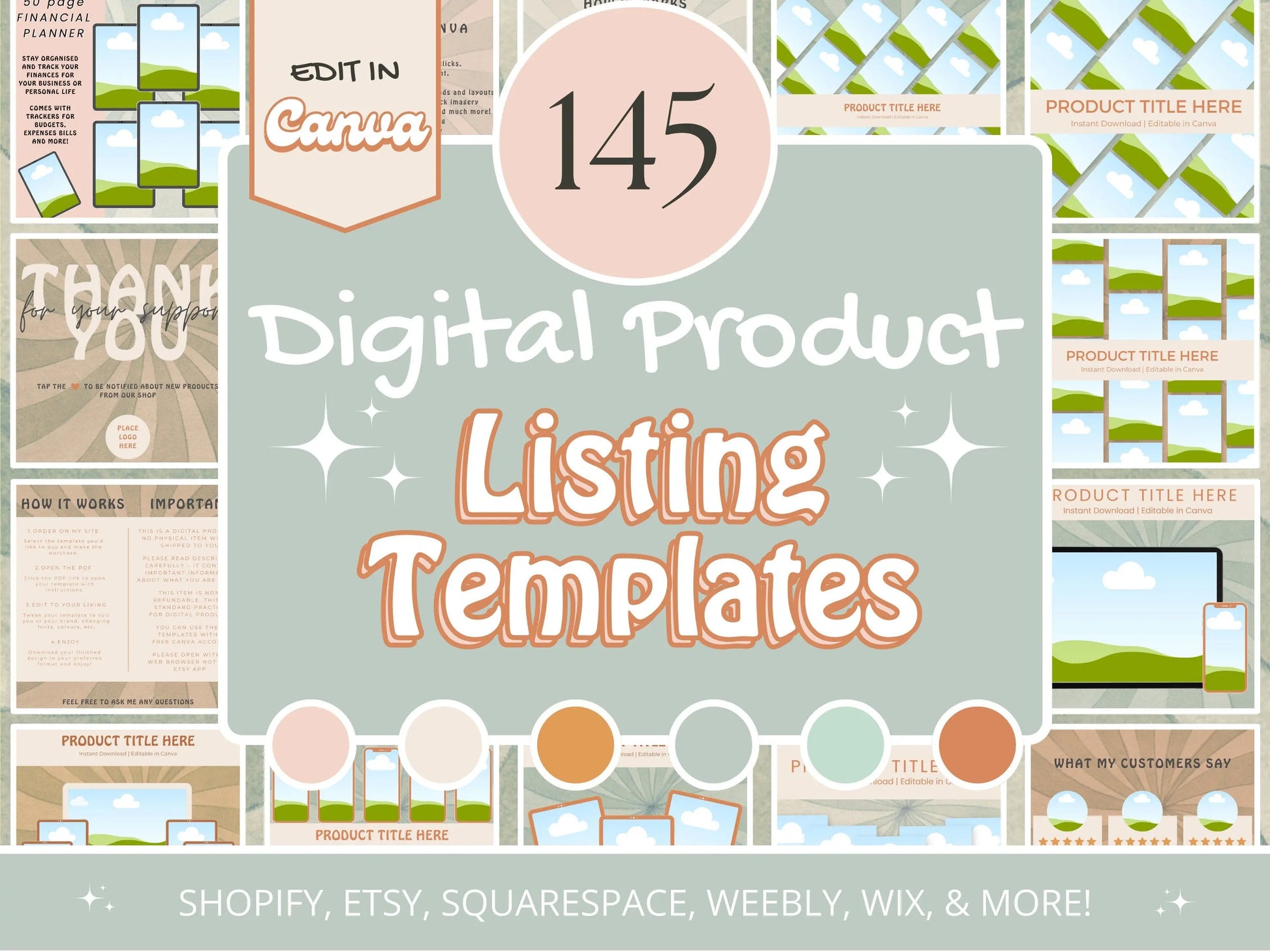 Digital Product Listing Templates Etsy Listing Designs Aesthetic Digital Online Store Marketing Ecommerce Digital Product Templates