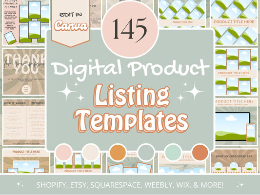 Digital Product Listing Templates Etsy Listing Designs Aesthetic Digital Online Store Marketing Ecommerce Digital Product Templates
